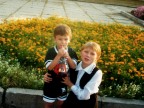 Katya with her brother Andrey